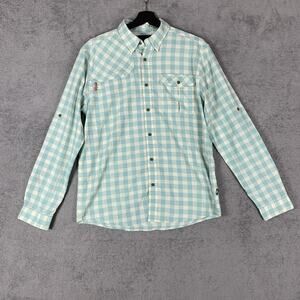 Howler Bros Shirt Mens Small Blue White Plaid Long Sleeve Button Up Outdoor